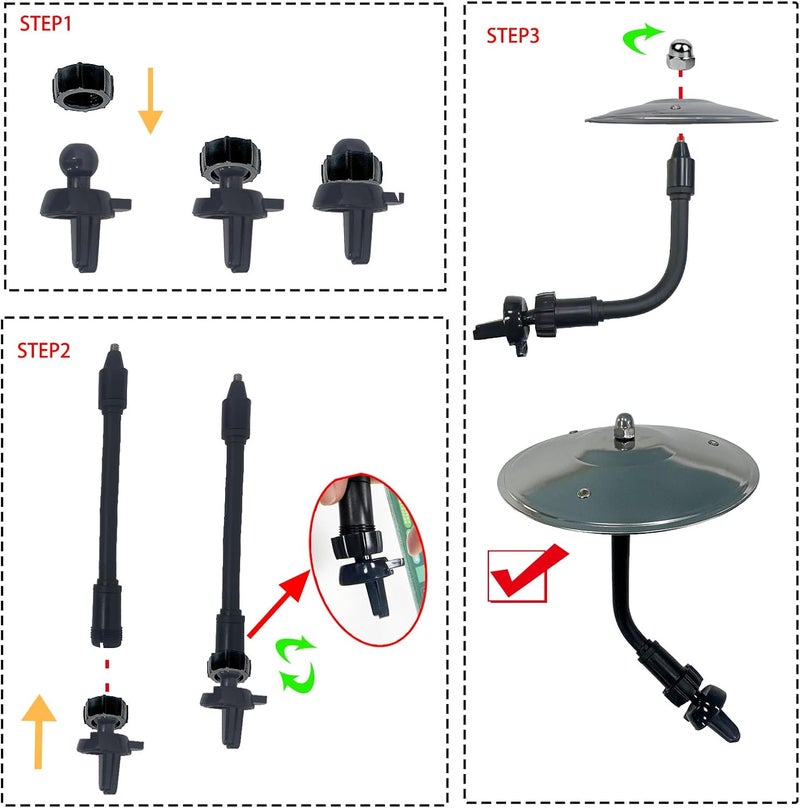 SCCUP Car Cymbals for Drummers, Mount Vent Grip with Joint Ball, Finger Cymbals, Easy to Install, Drummer Gifts for Music Lovers, Road Trips & Drum Enthusiasts, 5.7 Inch Drum Cymbal with Bright Sound - Image 5